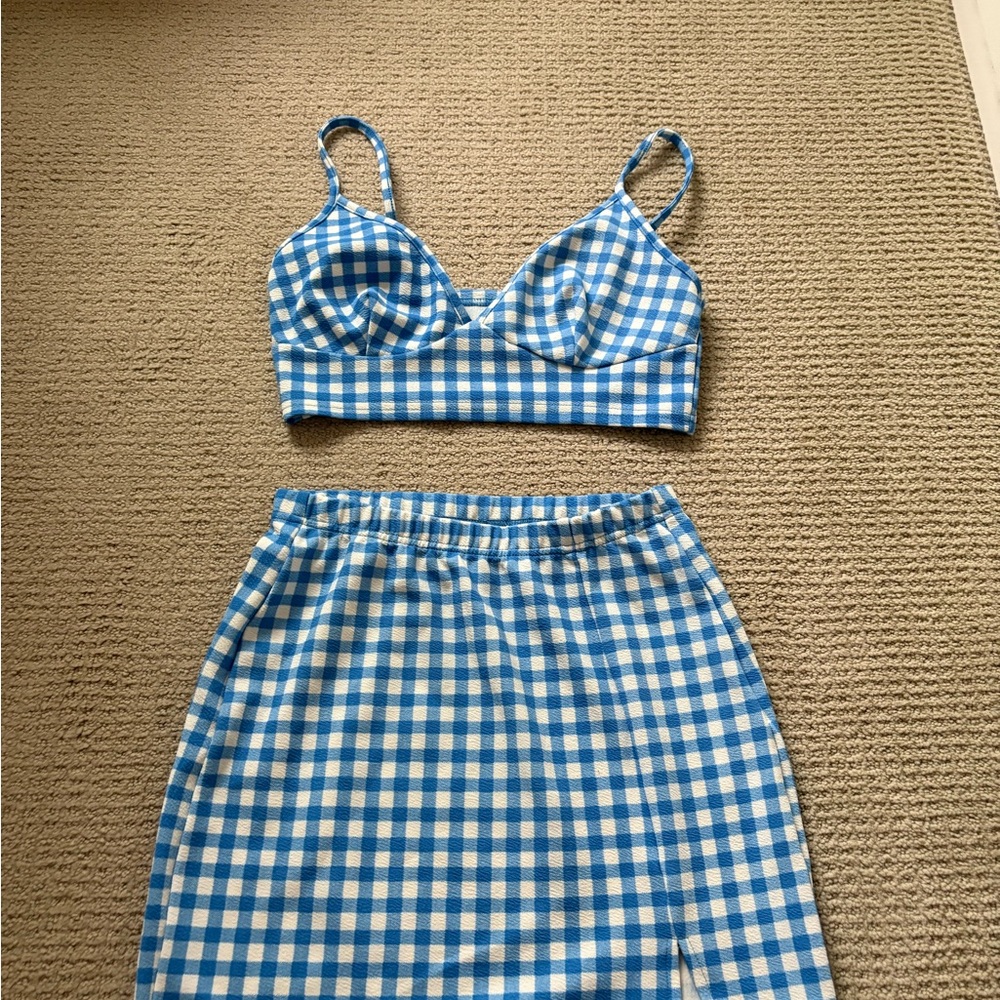 SHEIN Blue and White Mini Pencil Skirt Resort Wear